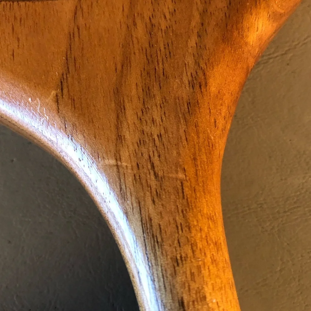 Wooden Round Long Handled Hand Mirror-Handcrafted/vintage 1980s -16.5” long